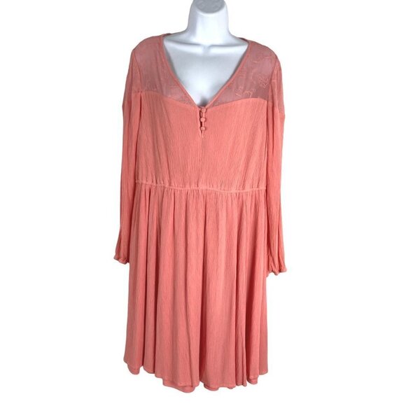 Torrid Skater Dress Women's 1X Embroidered Mesh Gauze Long Sleeve‎ Rayon - Picture 1 of 12